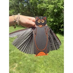 Antique Vintage Halloween Blackie Batty Beauty Diecut Decoration Beistle 1953-57